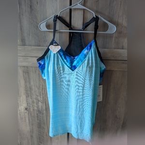 NWT ZEROXPOSUR Blue Sun Smart Tankini Swimsuit Top Size XXL(16)